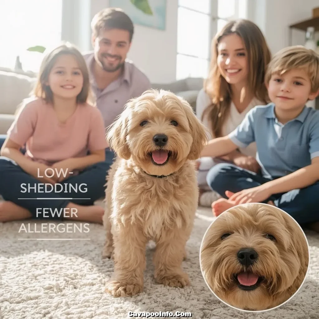 Lucid Realism A joyful Cavapoo playing in a clean home with ki 0 result Most Hypoallergenic Puppy Breed