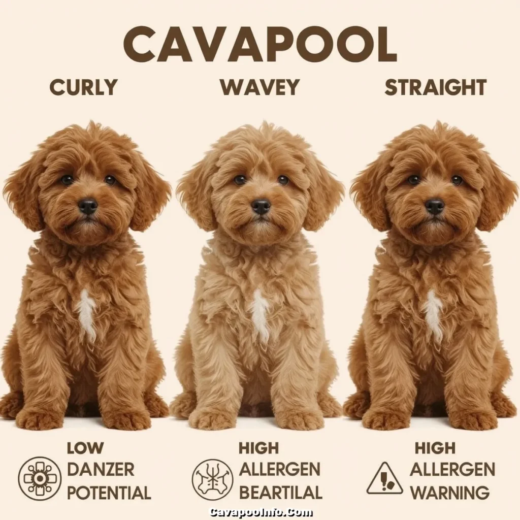 Lucid Realism Display 3 types of Cavapoo coats curly wavy stra 0 result Curly Coats - The Least Likely to Trigger an Allergic Response: